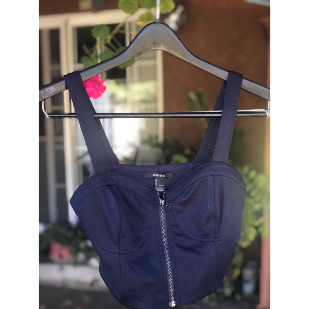 Sz S f21 navy blue bustier crop top